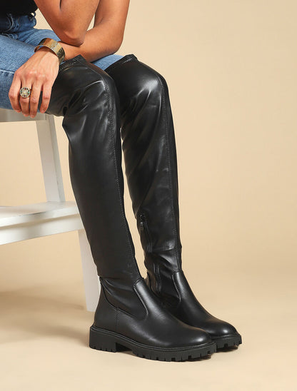Cuissardes classiques en simili - Noir - 1