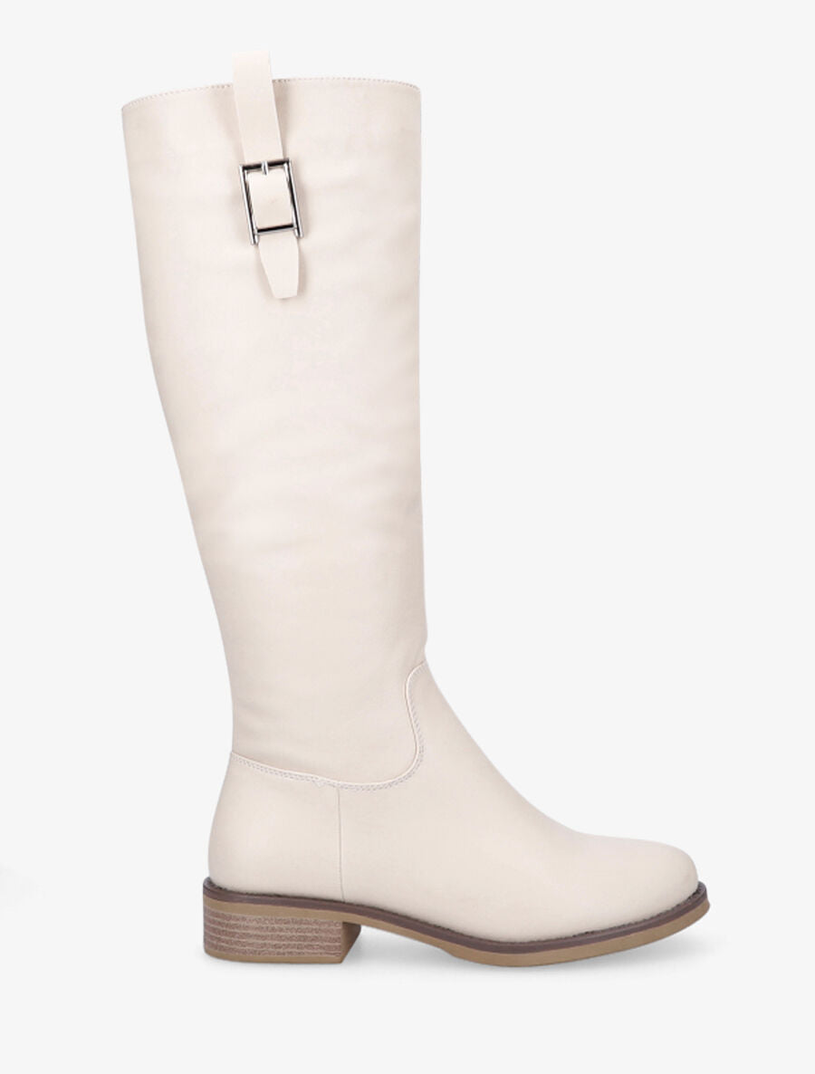 Bottes en simili à boucle - Beige - 1