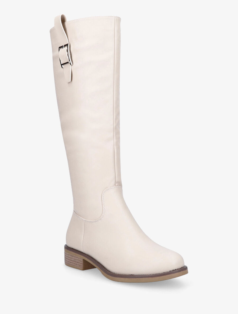 Bottes en simili à boucle - Beige - 2