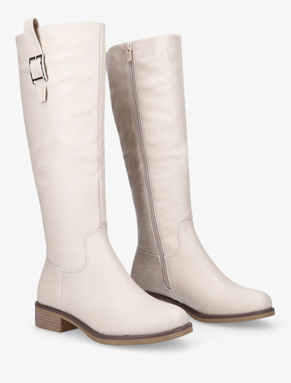 Bottes en simili à boucle - Beige - 4