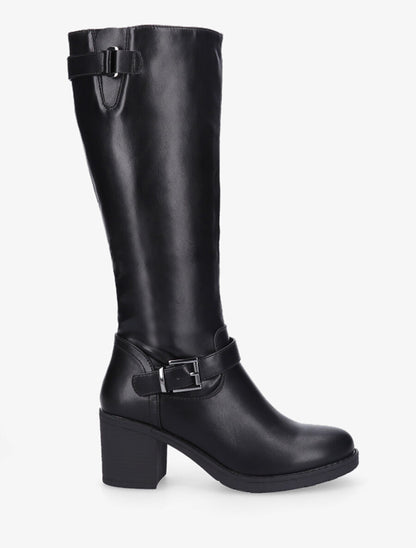 Bottes en simili à talon haut - Noir - 1