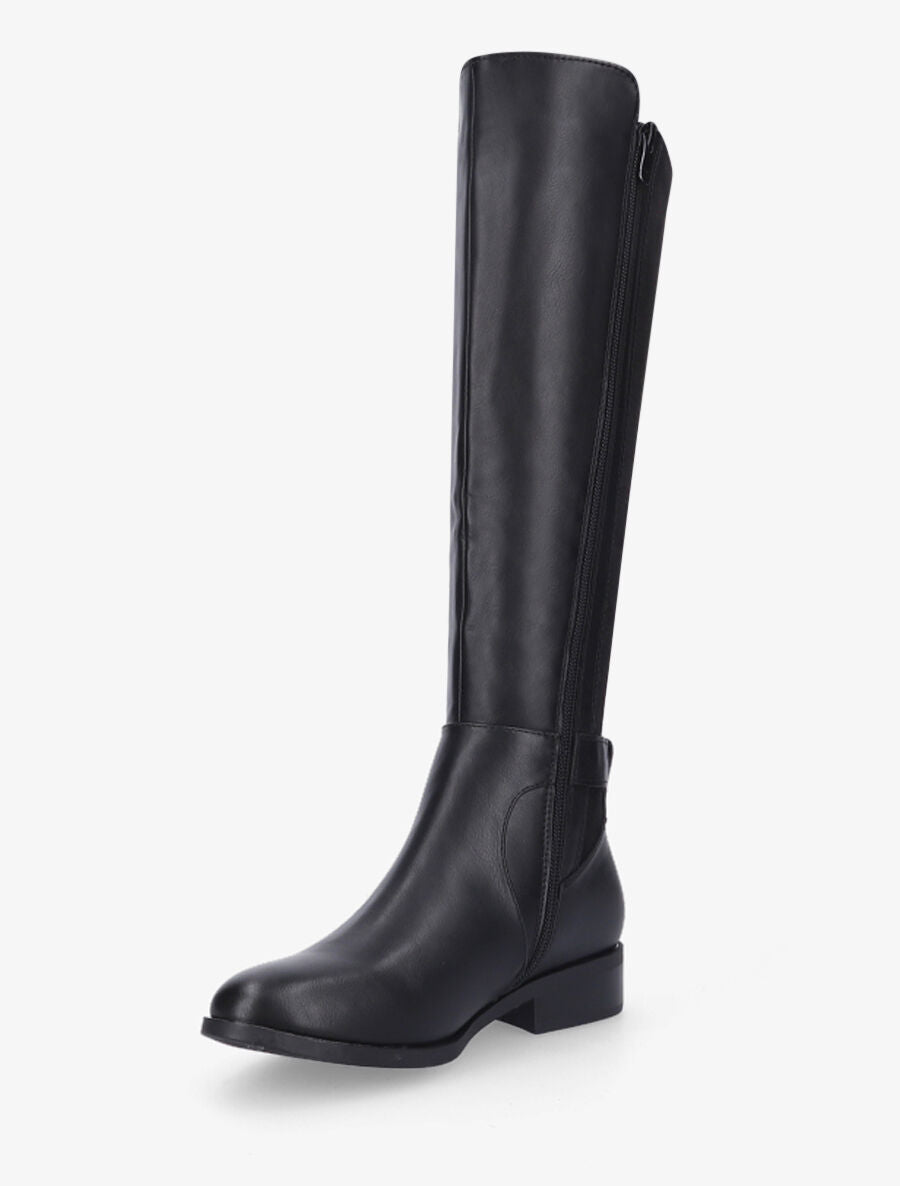 Bottes plates en simili et suédine - Noir - 3