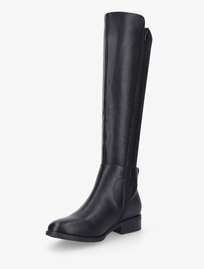 Bottes plates en simili et suédine - Noir - 3