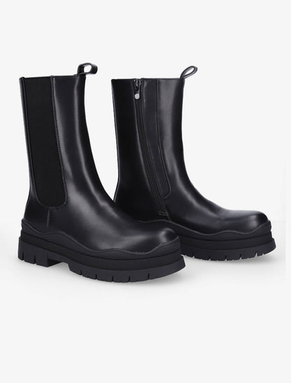 Boots en simili à semelle plateforme - Noir - 4