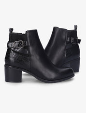 Bottines à contrefort python et élastiqué - Noir - 6