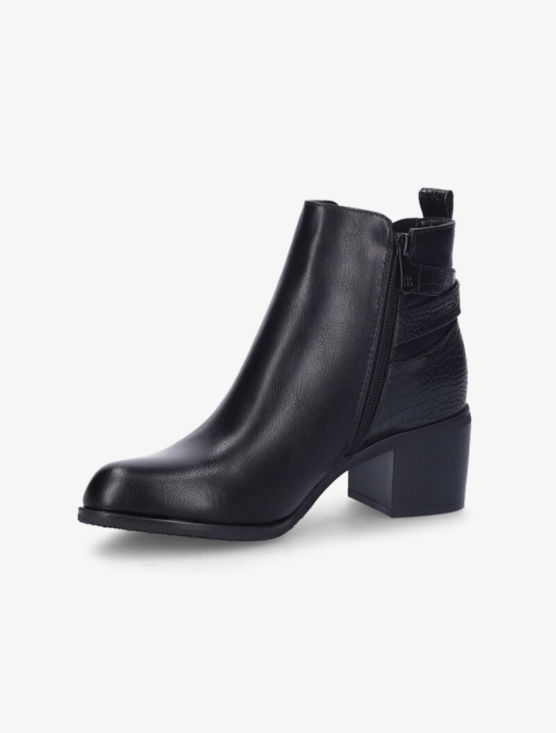 Bottines à contrefort python et élastiqué - Noir - 4