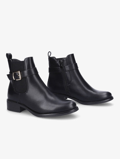 Bottines plates en simili - Noir - 4