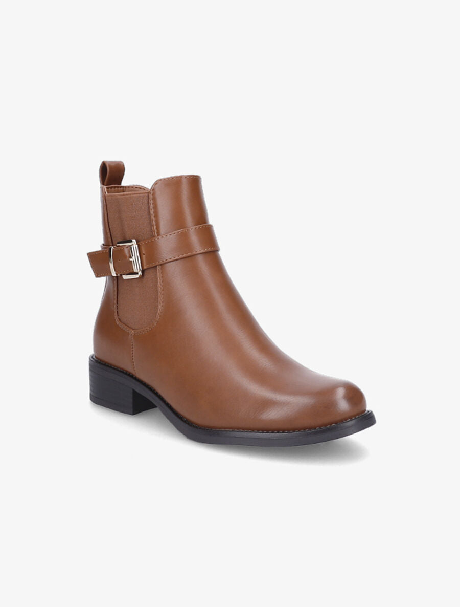 Bottines plates en simili - Camel - 2