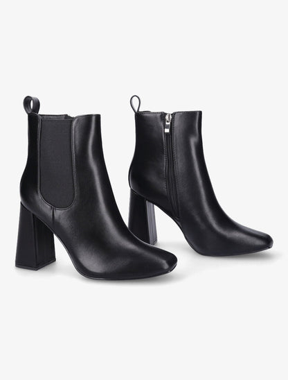 Bottines à talon haut et bout carré - Noir - 4