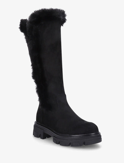 Bottes en suédine et fausse fourrure - Noir - 2