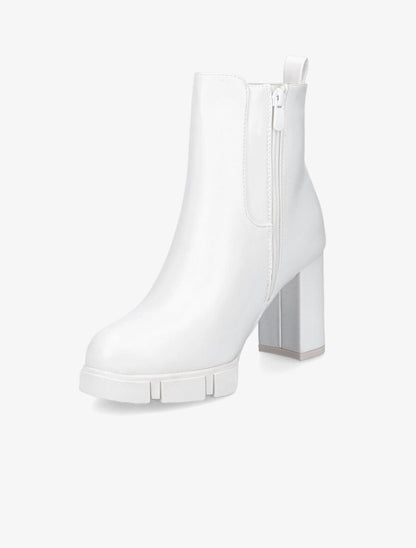Bottines élastiquées à talon et plateforme - Blanc - 3