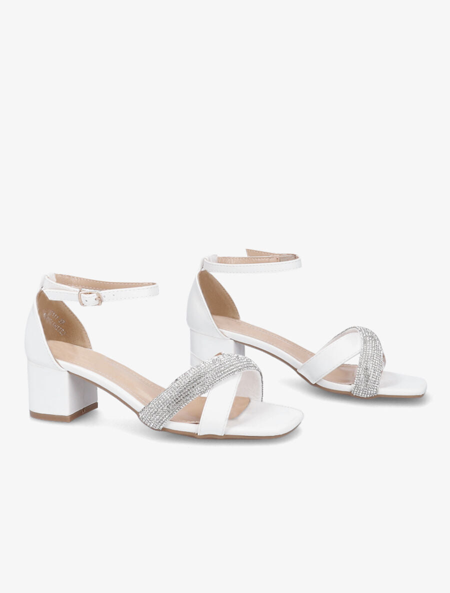 Sandales croisées à strass - Blanc - 4