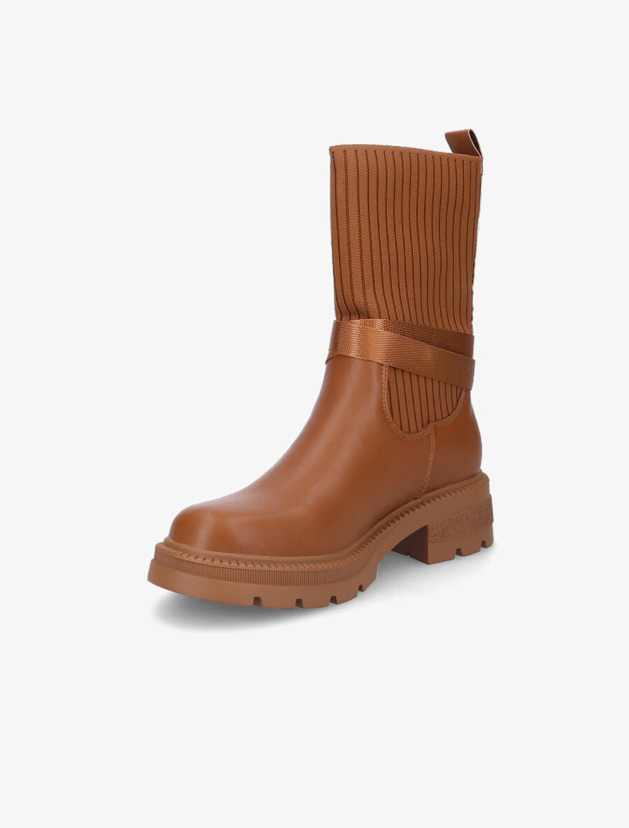 Bottines style chaussettes à boucle amovible - Camel - 3