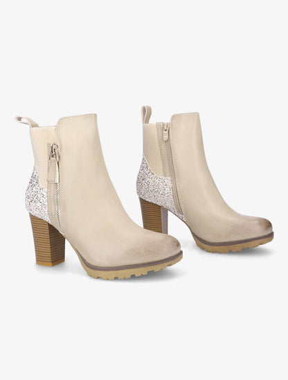 Bottines à contrefort pailleté - Beige - 4