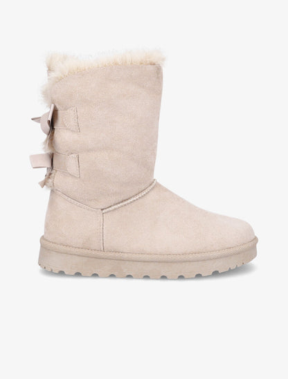 Boots en suédine à noeud - Beige - 1