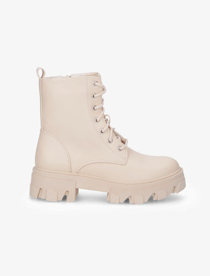 Bottines montantes à gros crans stylisés - Beige - 2