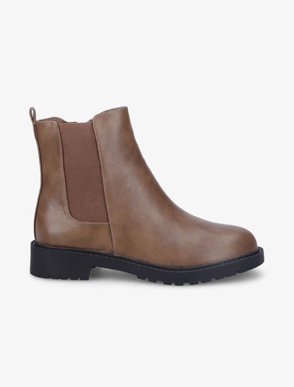 Boots unies à semelles crantées - Taupe - 1