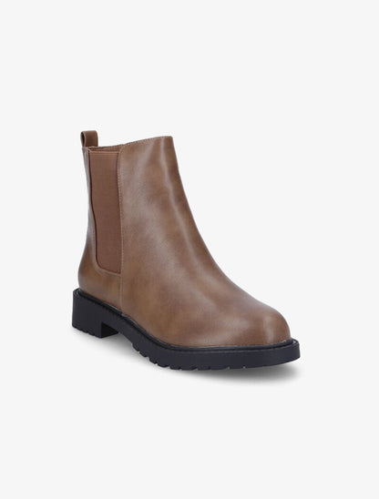 Boots unies à semelles crantées - Taupe - 3