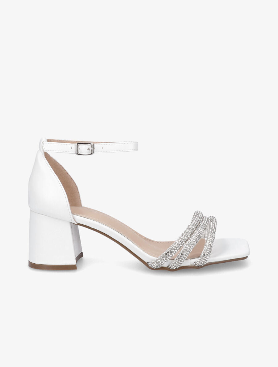 Sandales mi-hautes à strass - Blanc - 5