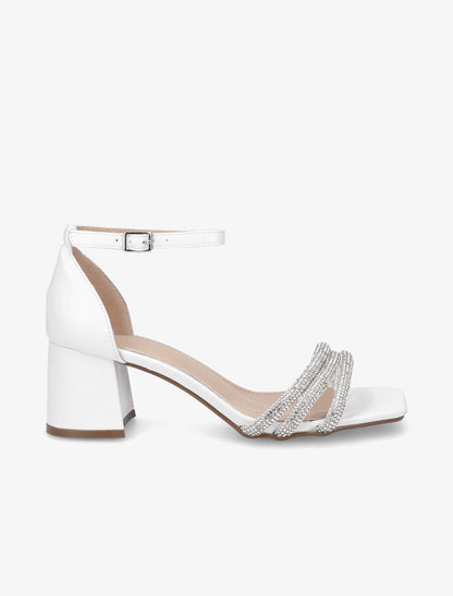 Sandales mi-hautes à strass - Blanc - 5