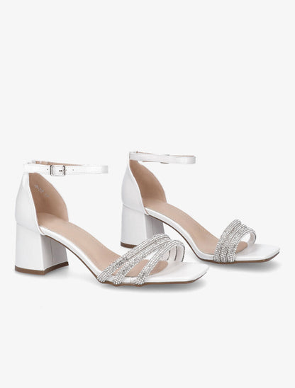 Sandales mi-hautes à strass - Blanc - 4