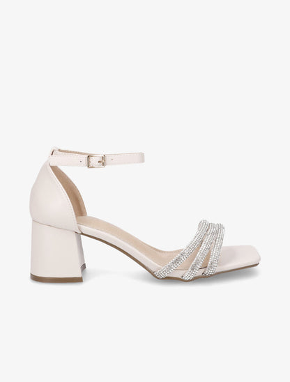 Sandales mi-hautes à strass - Beige - 5
