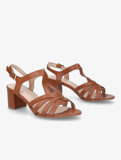 Sandales en simili à brides fantaisies - Camel - 4