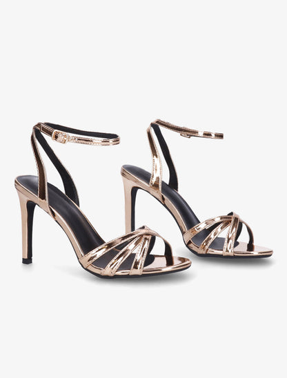 Sandales à talon aiguille et brides entrelacées - Rose gold - 4