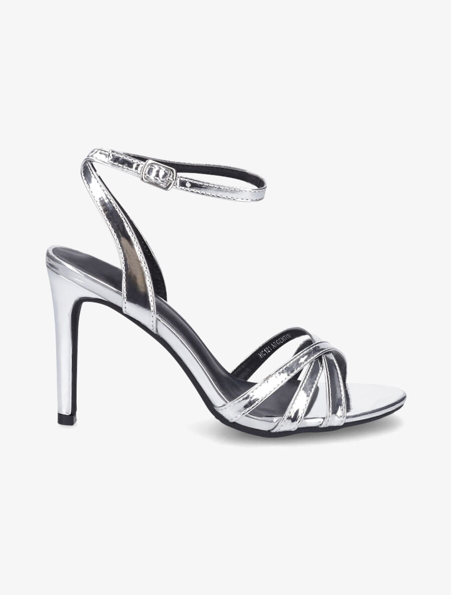 Sandales à talon aiguille et brides entrelacées - Argent - 1