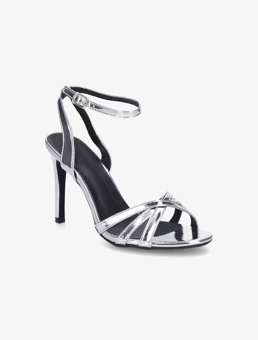 Sandales à talon aiguille et brides entrelacées - Argent - 2
