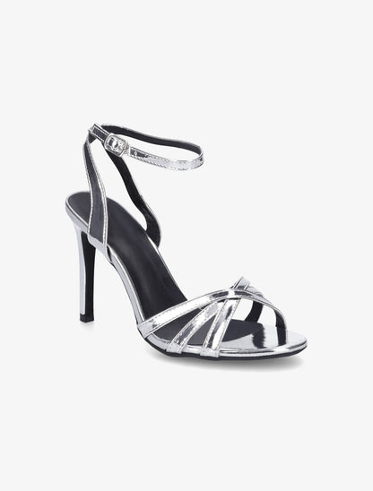 Sandales à talon aiguille et brides entrelacées - Argent - 2