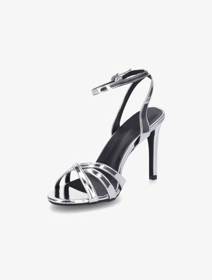 Sandales à talon aiguille et brides entrelacées - Argent - 3