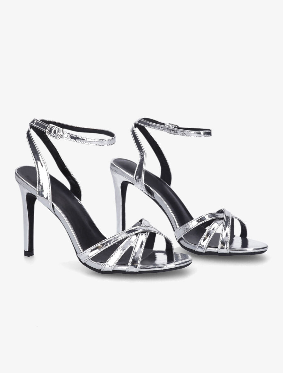 Sandales à talon aiguille et brides entrelacées - Argent - 4