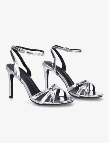Sandales à talon aiguille et brides entrelacées - Argent - 4