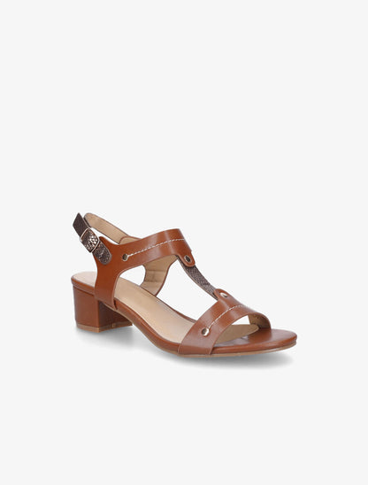 Sandales mi-hautes bride python - Camel - 2