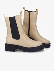 Bottines à plateforme et semelle crantés stylisés - Beige - 1