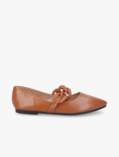 Ballerines à chaîne décorative - Camel - 5