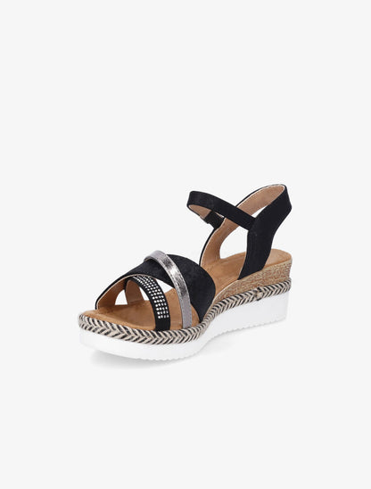 Sandales irisées à brides strassées et irisées - Noir - 3