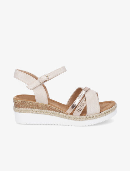 Sandales irisées à brides strassées et irisées - Beige - 1