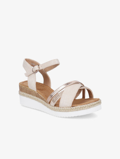 Sandales irisées à brides strassées et irisées - Beige - 2