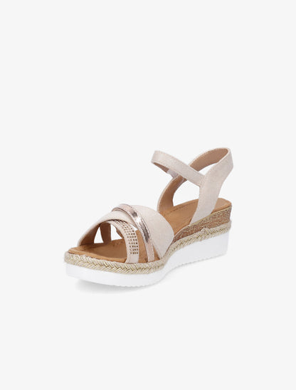 Sandales irisées à brides strassées et irisées - Beige - 3