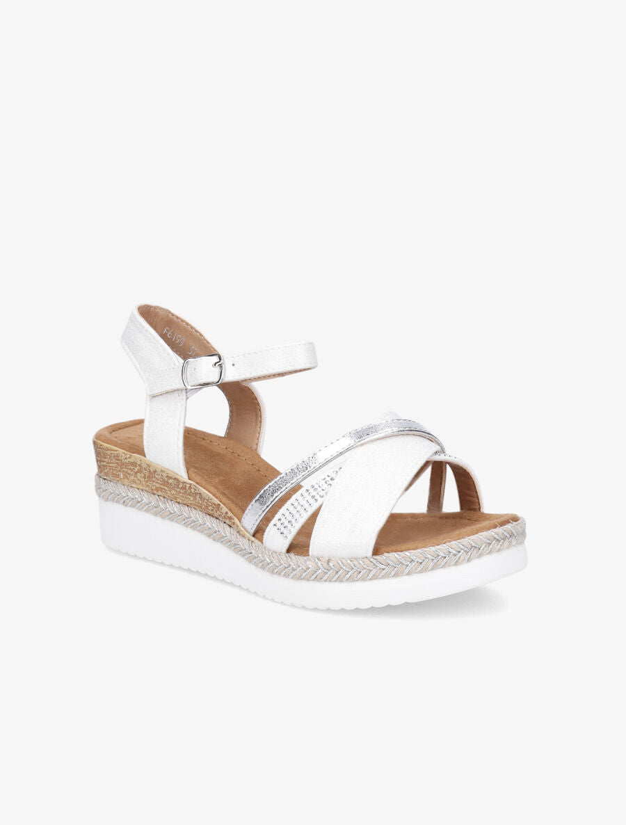 Sandales irisées à brides strassées et irisées - Blanc - 2