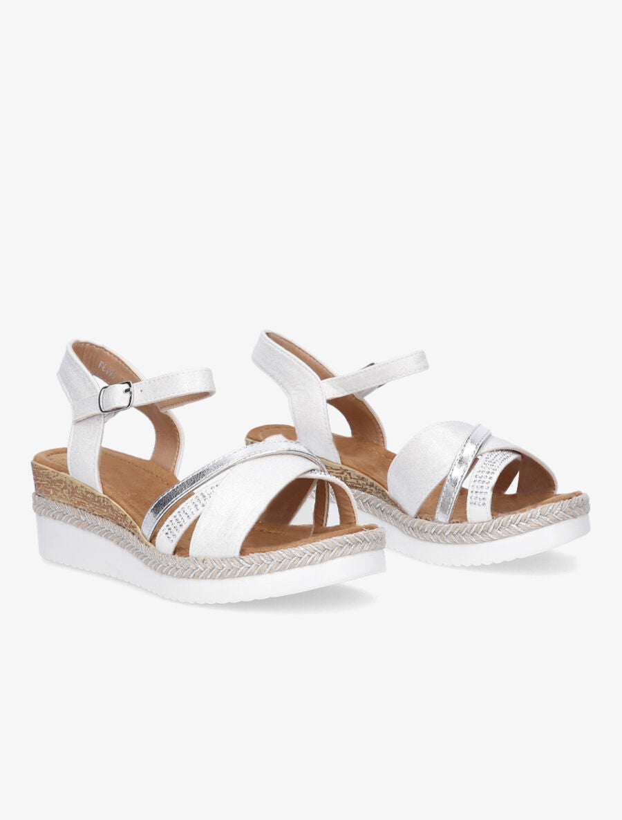 Sandales irisées à brides strassées et irisées - Blanc - 4