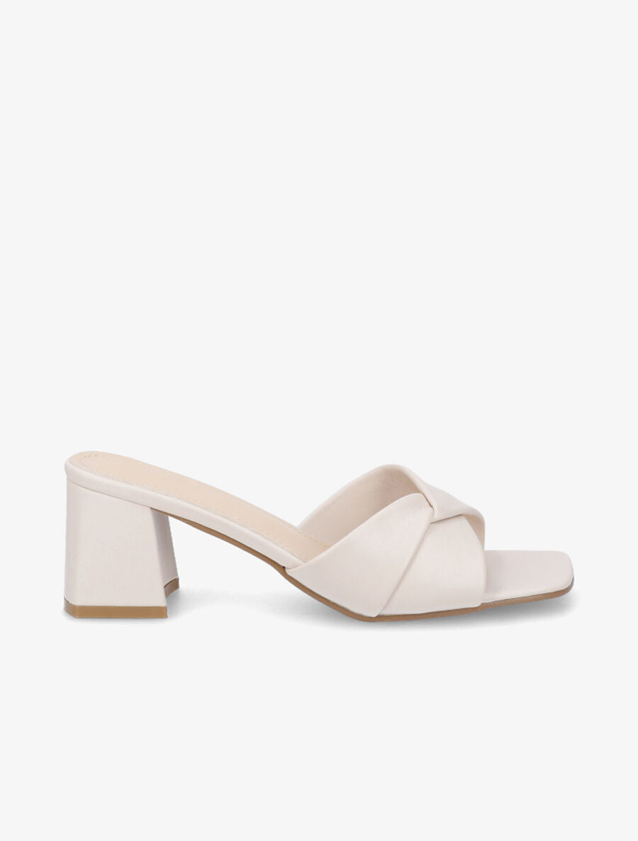 Mules croisées en simili - Beige - 5