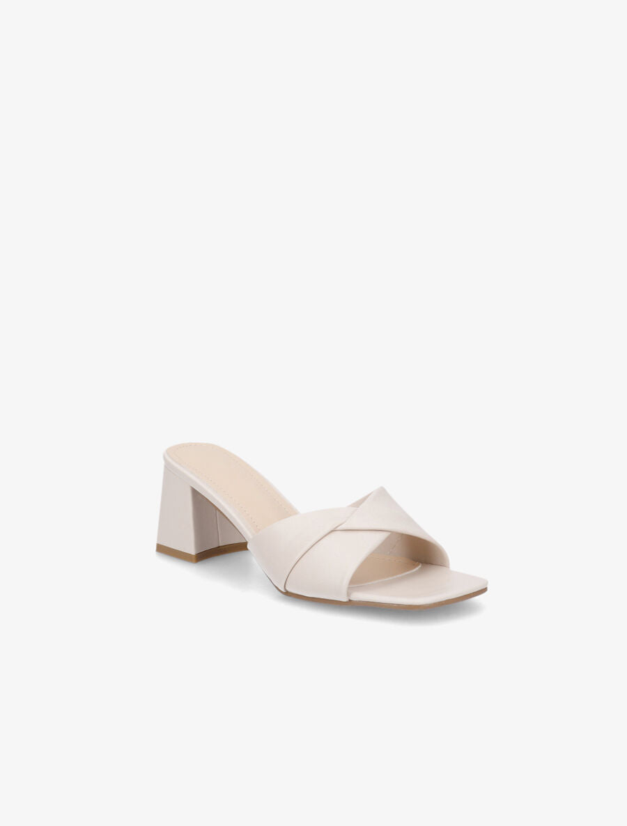 Mules croisées en simili - Beige - 2