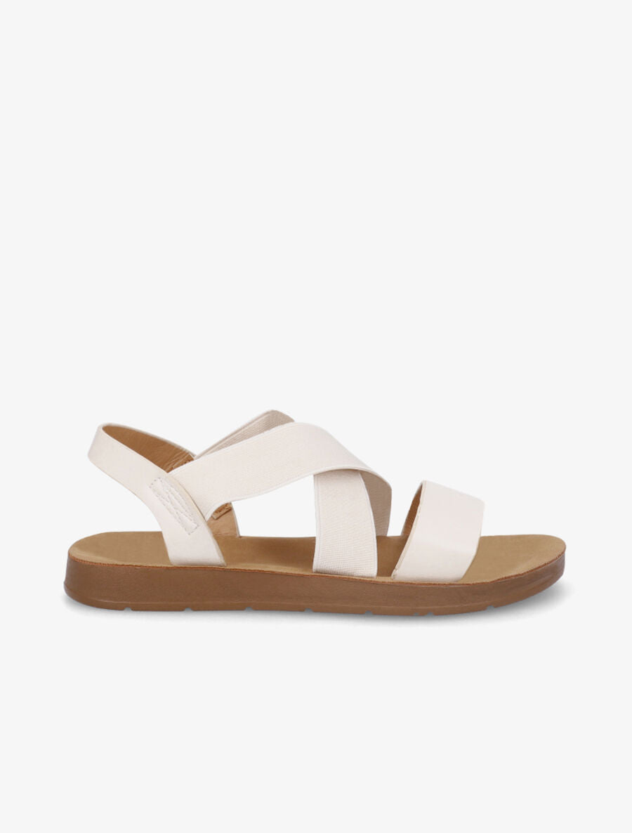 Nu-pieds à brides croisées élastiquées - Beige - 1