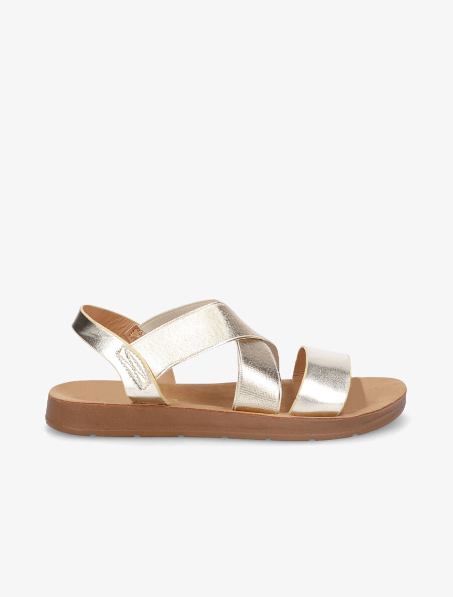 Nu-pieds à brides croisées élastiquées - Or - 1