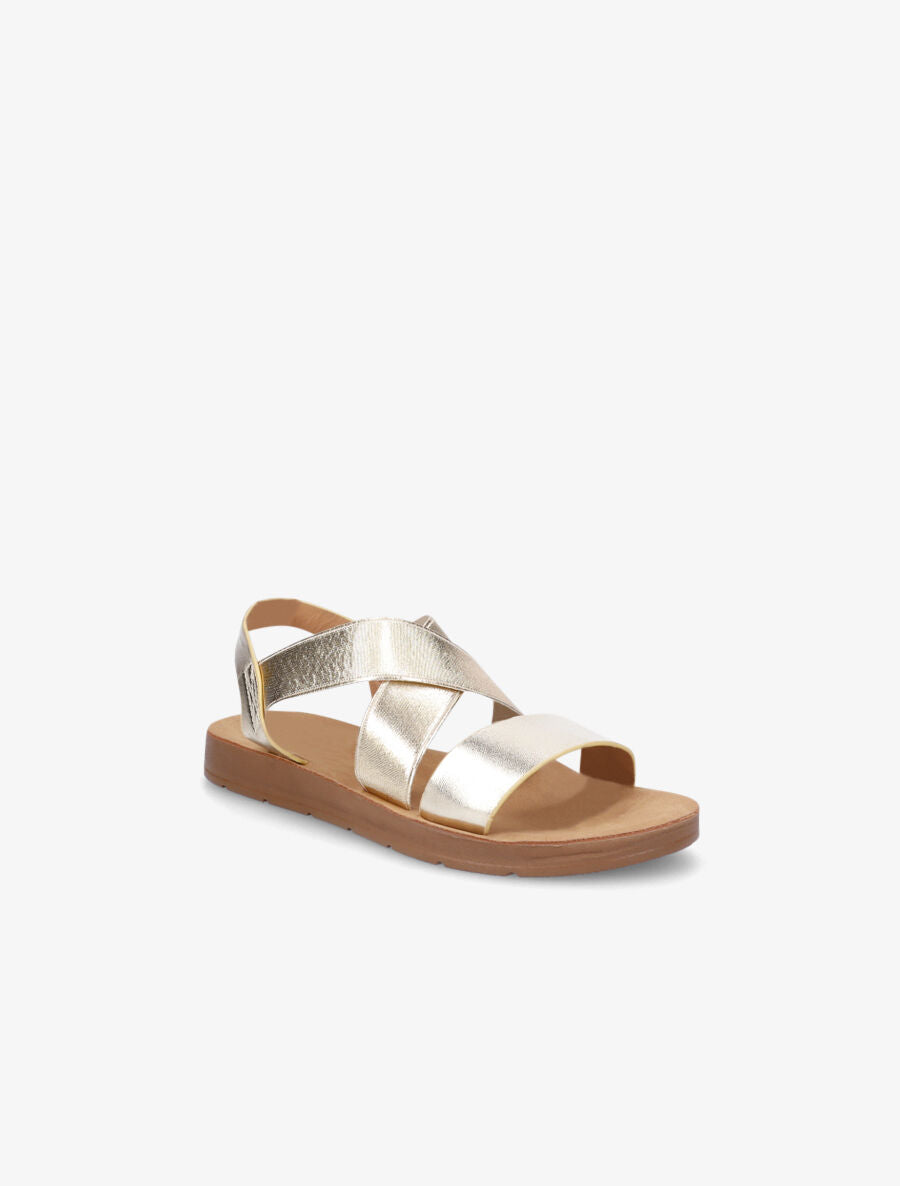 Nu-pieds à brides croisées élastiquées - Or - 2