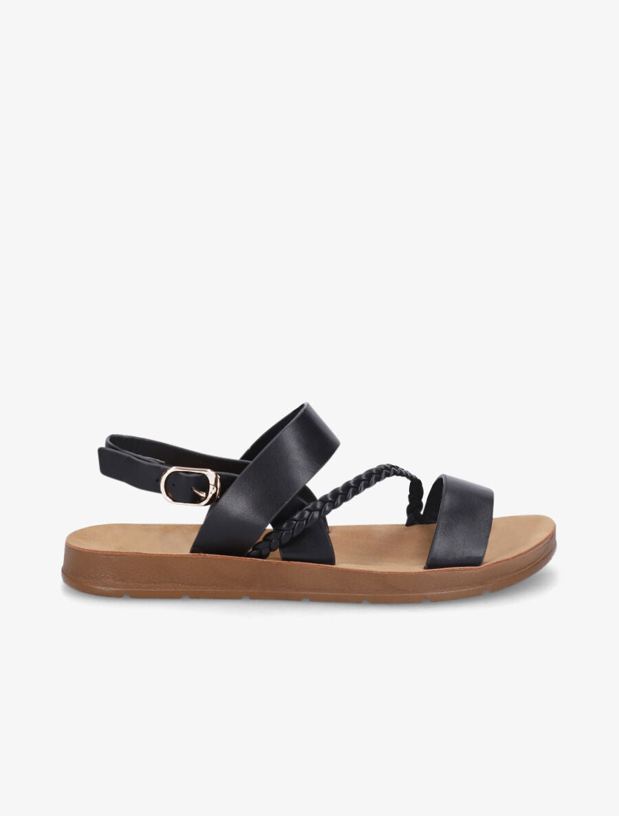 Nu-pieds à tresse en simili - Noir - 5