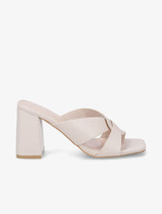 Mules en simili à ganses entelacées - Beige - 1